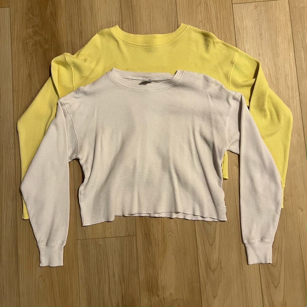 TNA cropped waffle knit long sleeve